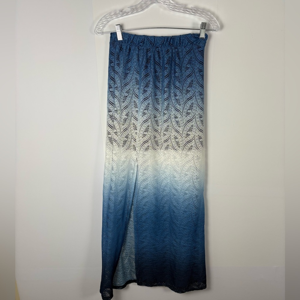 Charlotte Russe Blue Ombré Maxi Skirt Elastic Waist  Size Medium
